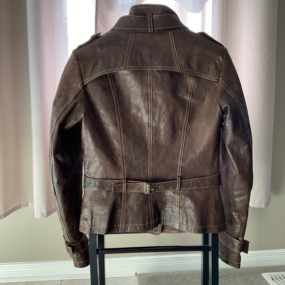 Danier Italian Leather Brown Biker Moto Jacket - Picture 2 of 16